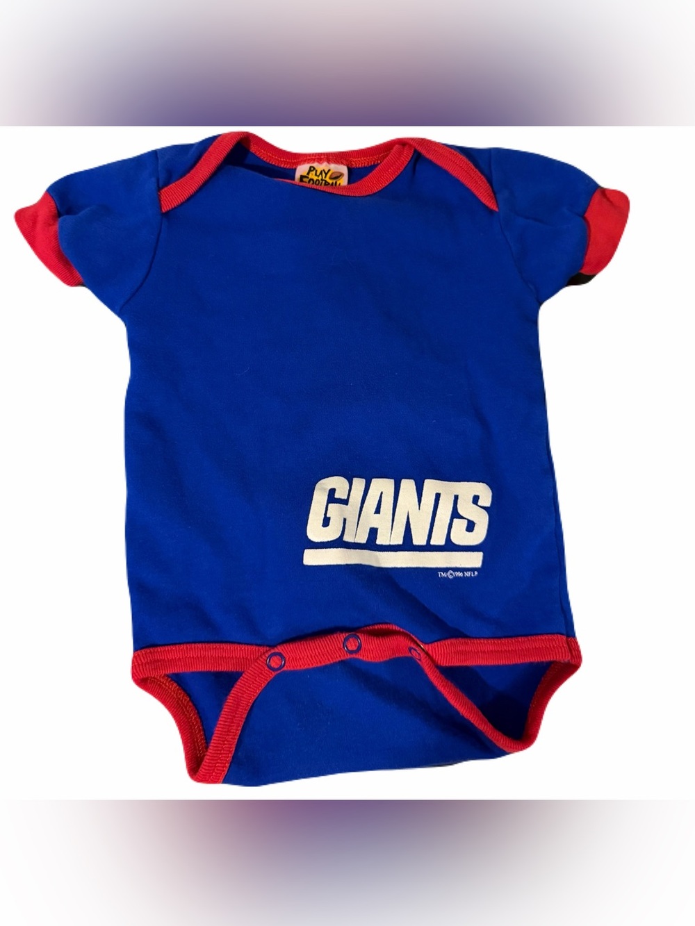 Vintage 1995 Blue & Red New York Giants Baby One-Piece Bodysuit 12M